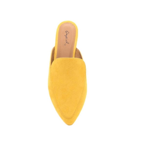 Womens Yellow Slide In Pointy Mules Loafers - Picture 6 of 6